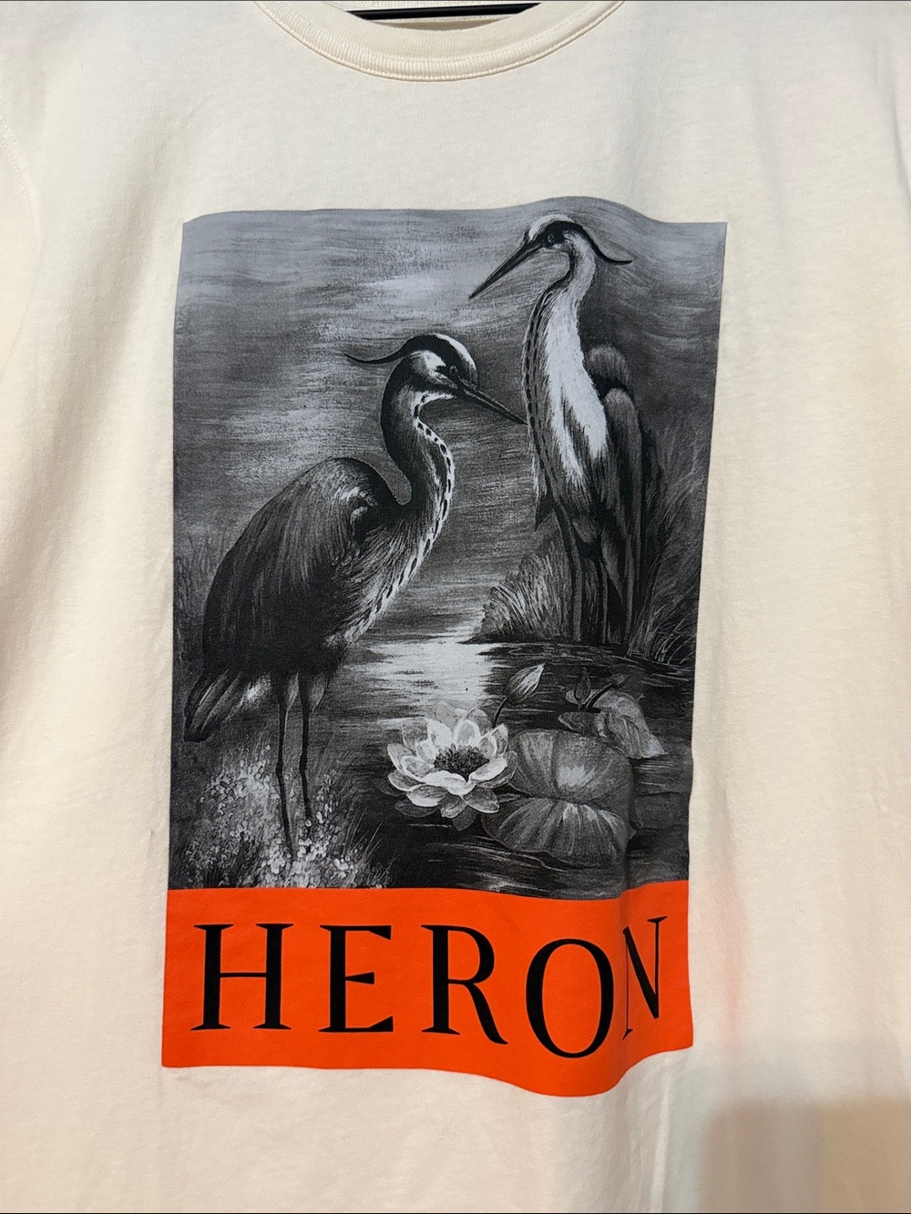 Heron Preston Cream Tee with Orange Label - Picture 3 of 6